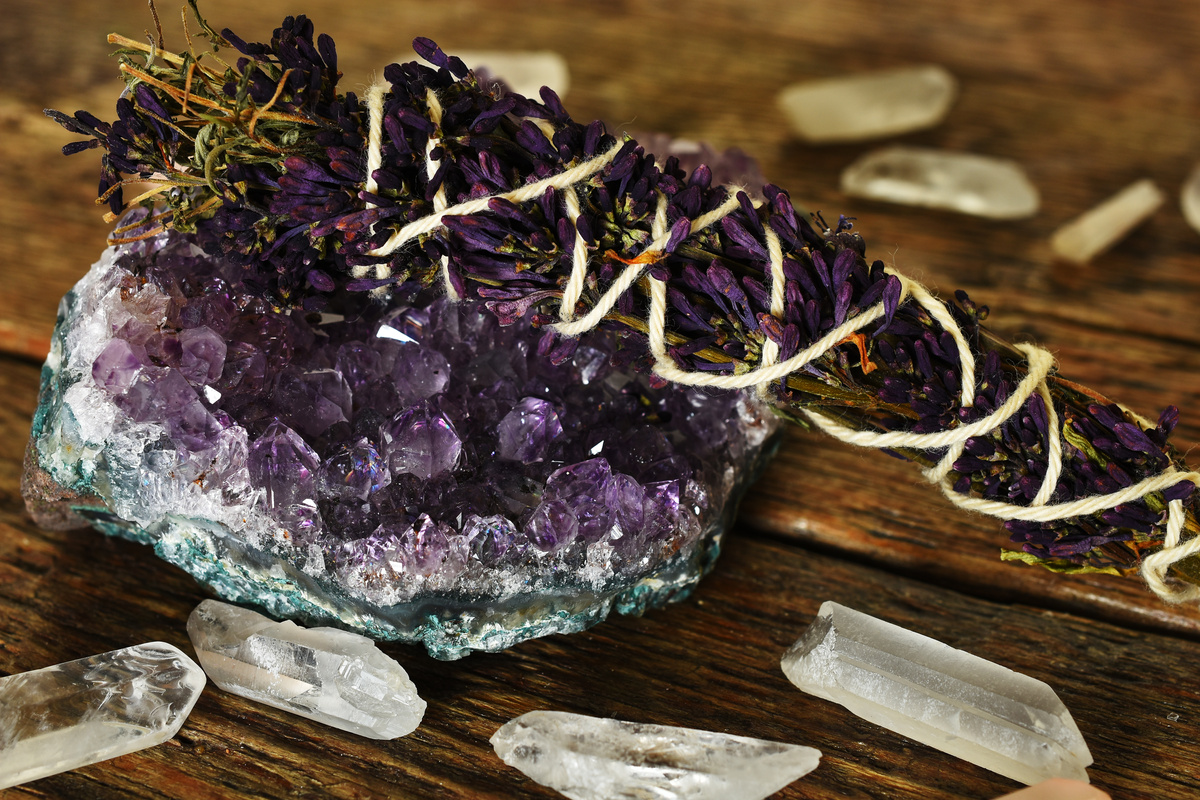 Amethyst Geode and Smudge Bundle Close Up